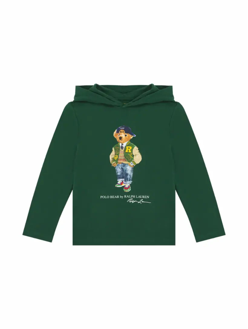 

Хлопковое худи Polo Bear Ralph Lauren, зелёный