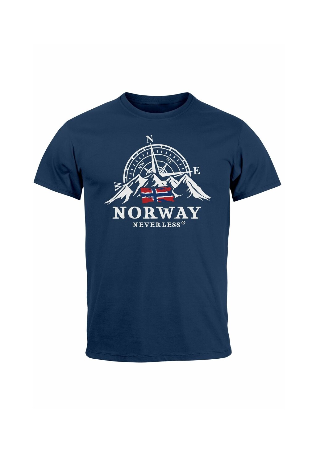 

Футболка с принтом NORWEGEN FLAGGE SKANDINAVIEN NORDISCH KOMPASS FASHION STREETSTYLE Neverless, синий