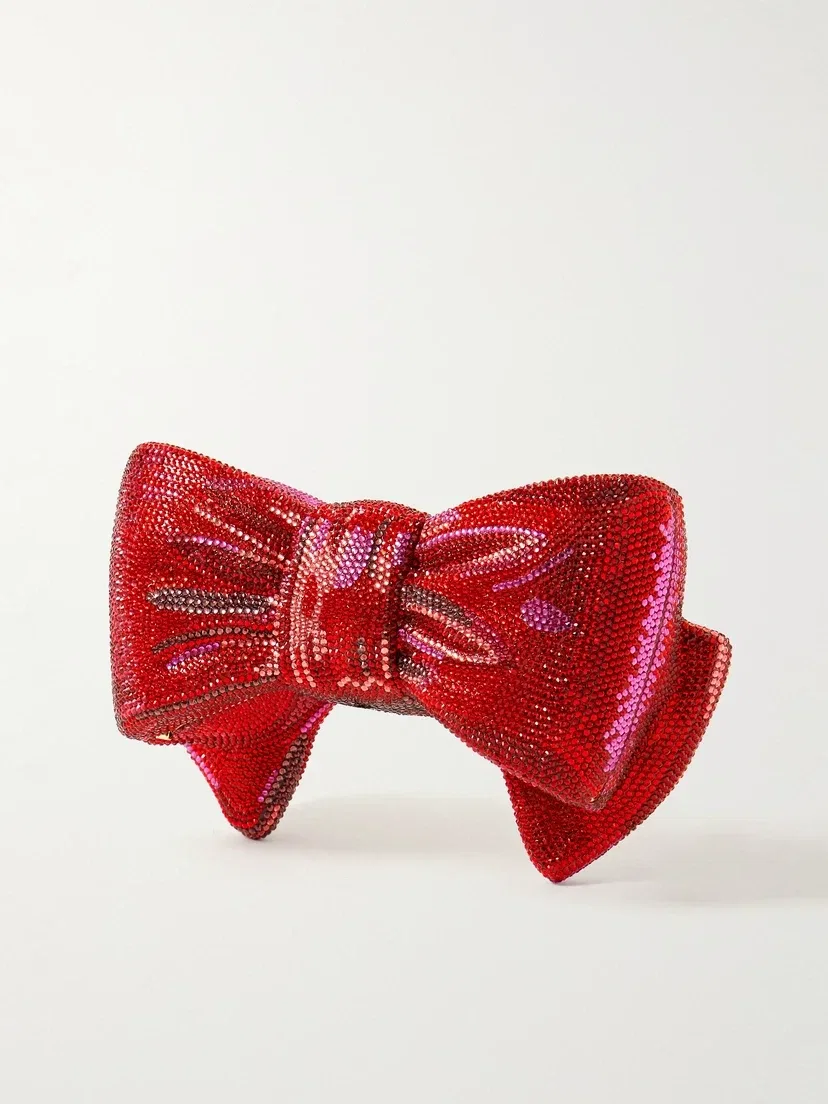 Клатч Bow Just for You под золото, украшенный кристаллами JUDITH LEIBER COUTURE, красный — фото 4