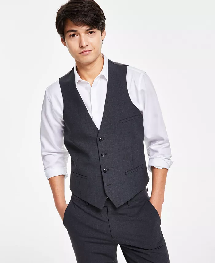 

Мужской жилет из шерсти, Slim-Fit Bar III, серый