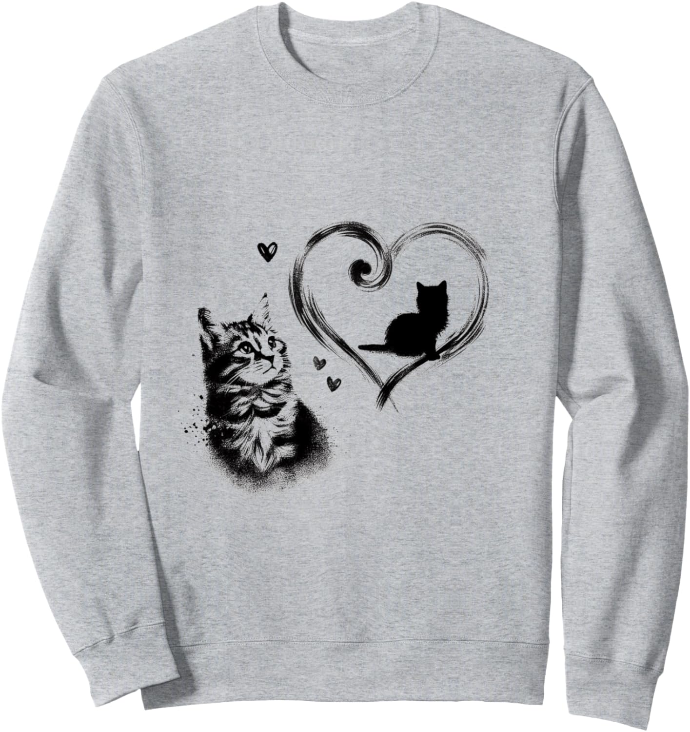 

Толстовка с милым и пушистым дизайном в стиле «Кошачья любовь» Cat Love Designs By Drosoman, серый