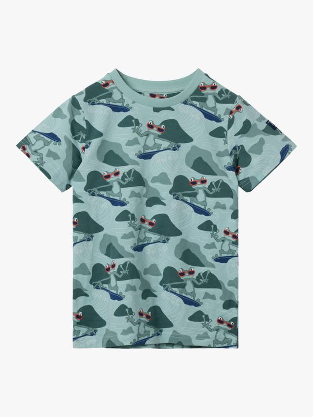 

Детская футболка с принтом лягушки Polarn O. Pyret, Blue