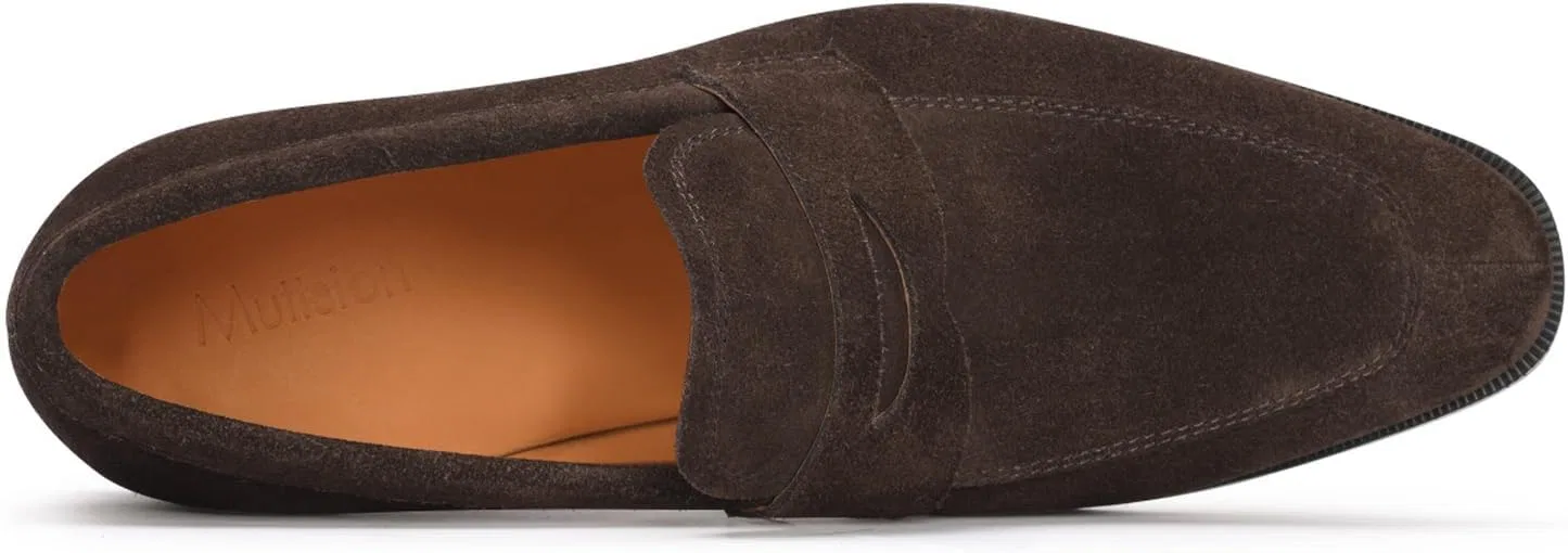 Лоферы, кожаные, повседневные, Penny Loafers, замша темно-коричневый FIAVOM — фото 3