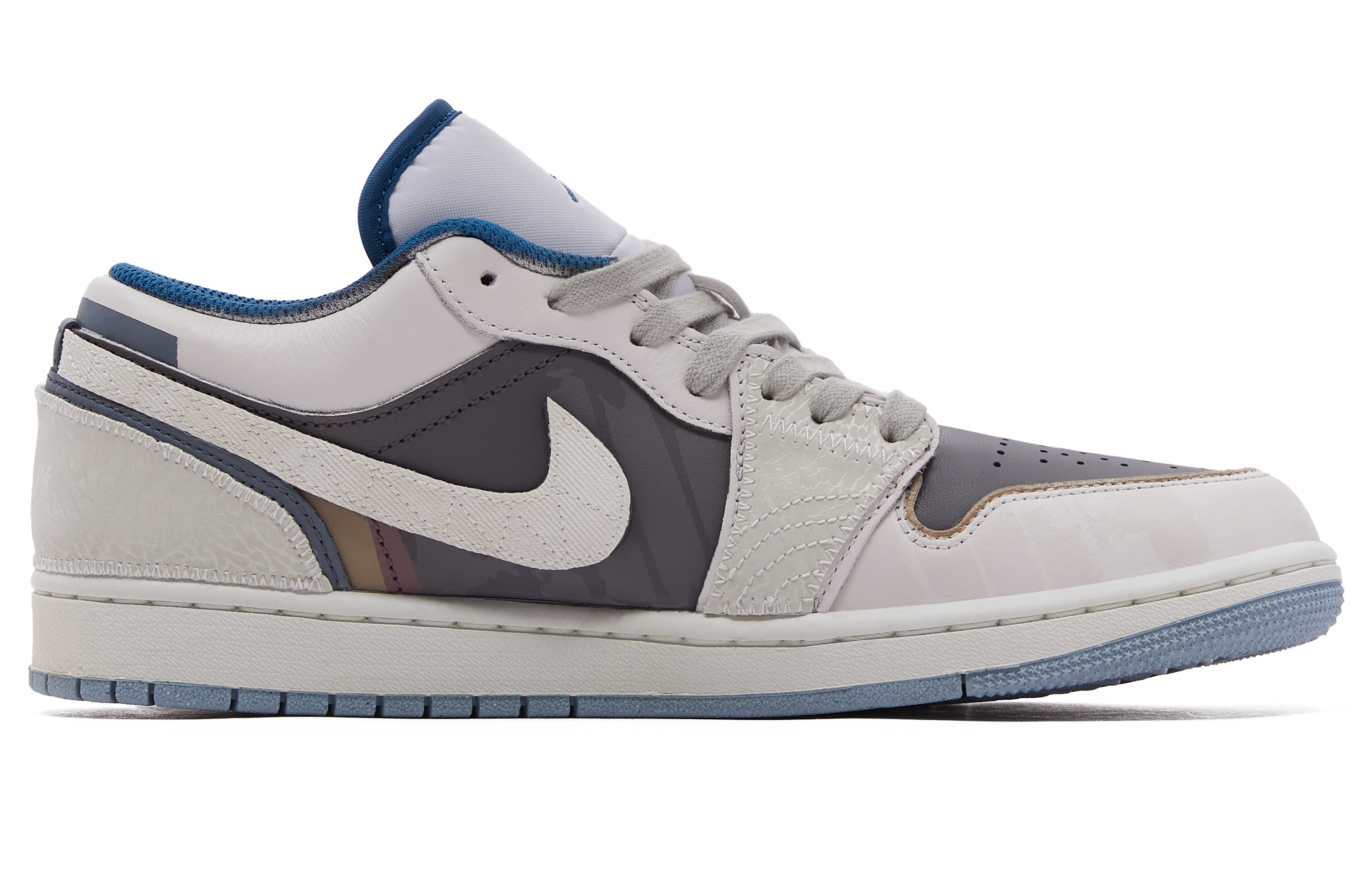 

Кроссовки Air Jordan 1 Vintage Basketball Shoes Men Low-top Silver/gray/blue, синий