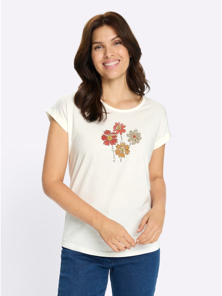 

Sieh an! Футболка с круглым вырезом цвета экрю-папайя, Белый, Sieh an! Футболка с круглым вырезом цвета экрю-папайя