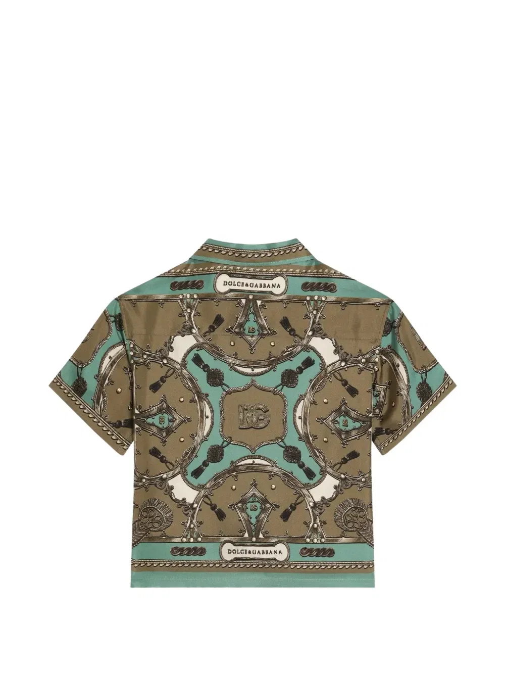 Рубашка с короткими рукавами и логотипом Dolce & Gabbana Kids, коричневый — фото 2
