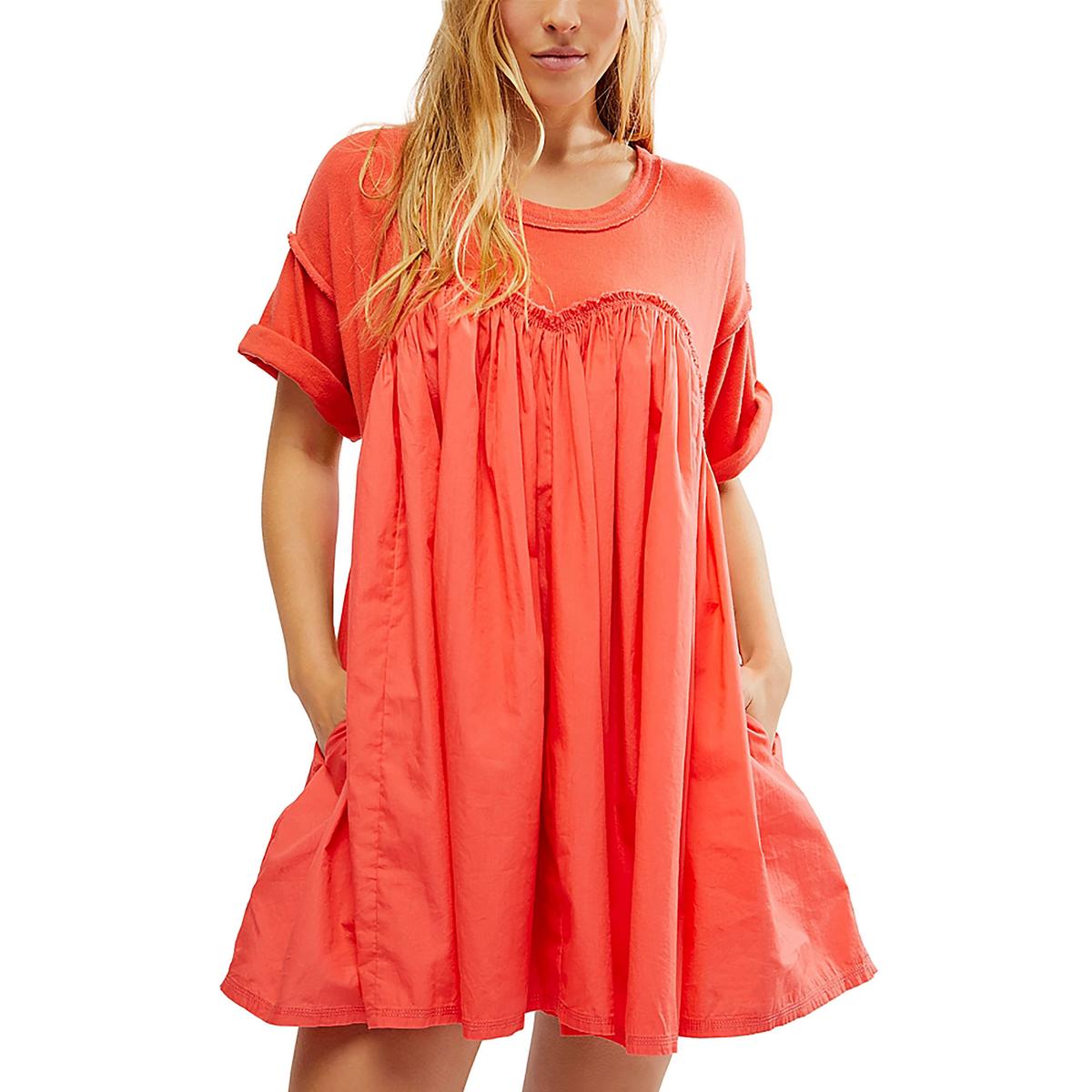 

Женское хлопковое мини-платье «бэбидолл» Catalina Free People, цвет radiant watermelon