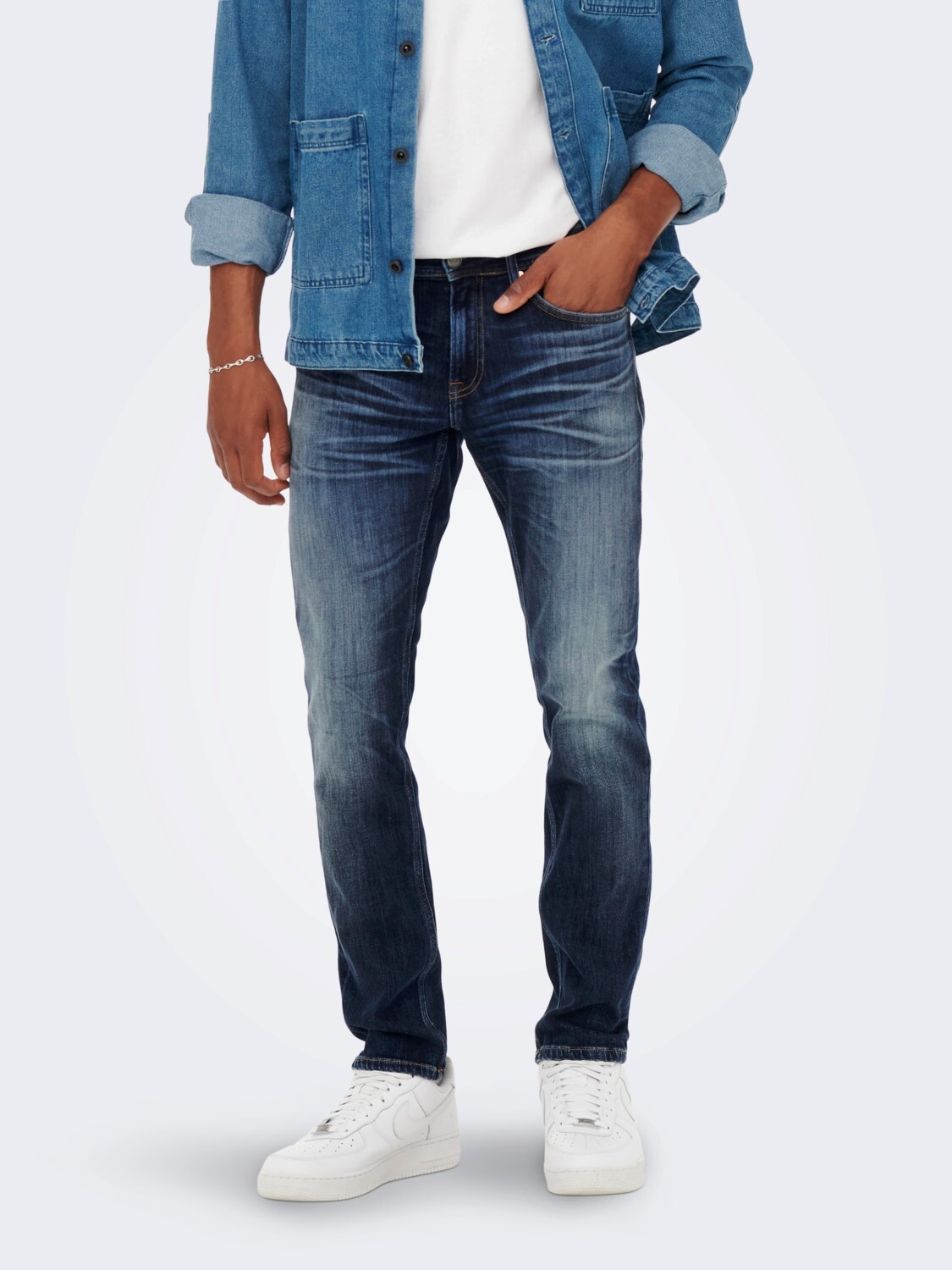 

Джинсы ONLY Regular Fit Straight Denim ONSWEFT, синий