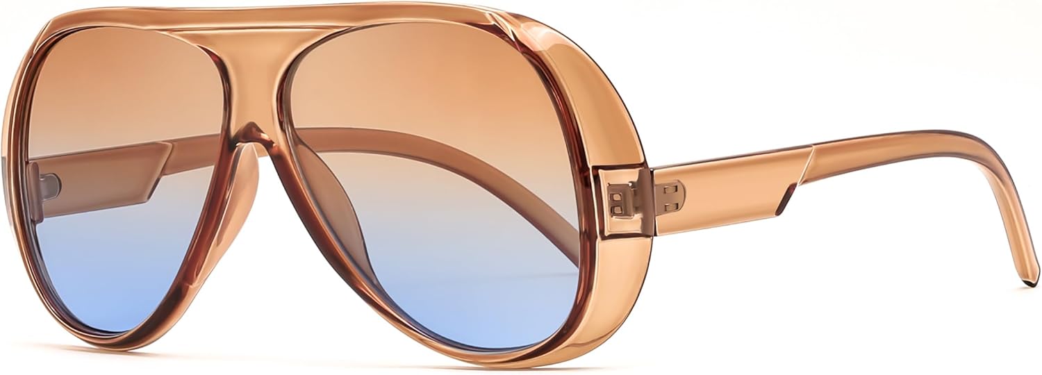 

Солнцезащитные очки-авиаторы FEISEDY в стиле ретро, ​​большие, большие, для женщин и мужчин, модные, винтажные, в стиле 70-х, квадратные, модель B0344, Brown Frame Brown Gradient Blue Lens