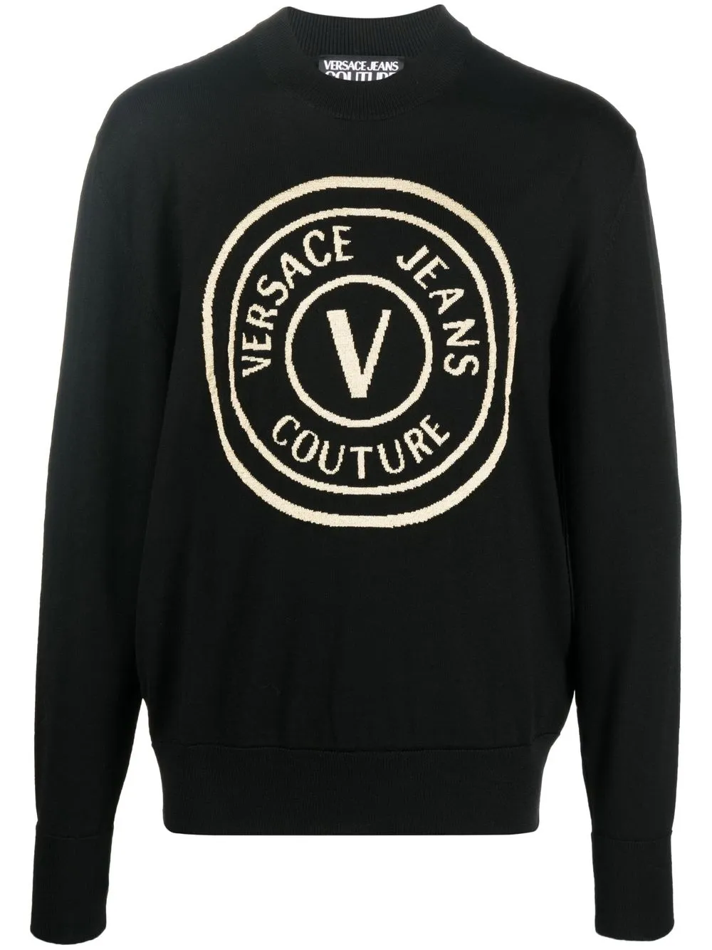 

Шерстяной джемпер с логотипом Versace Jeans Couture, черный