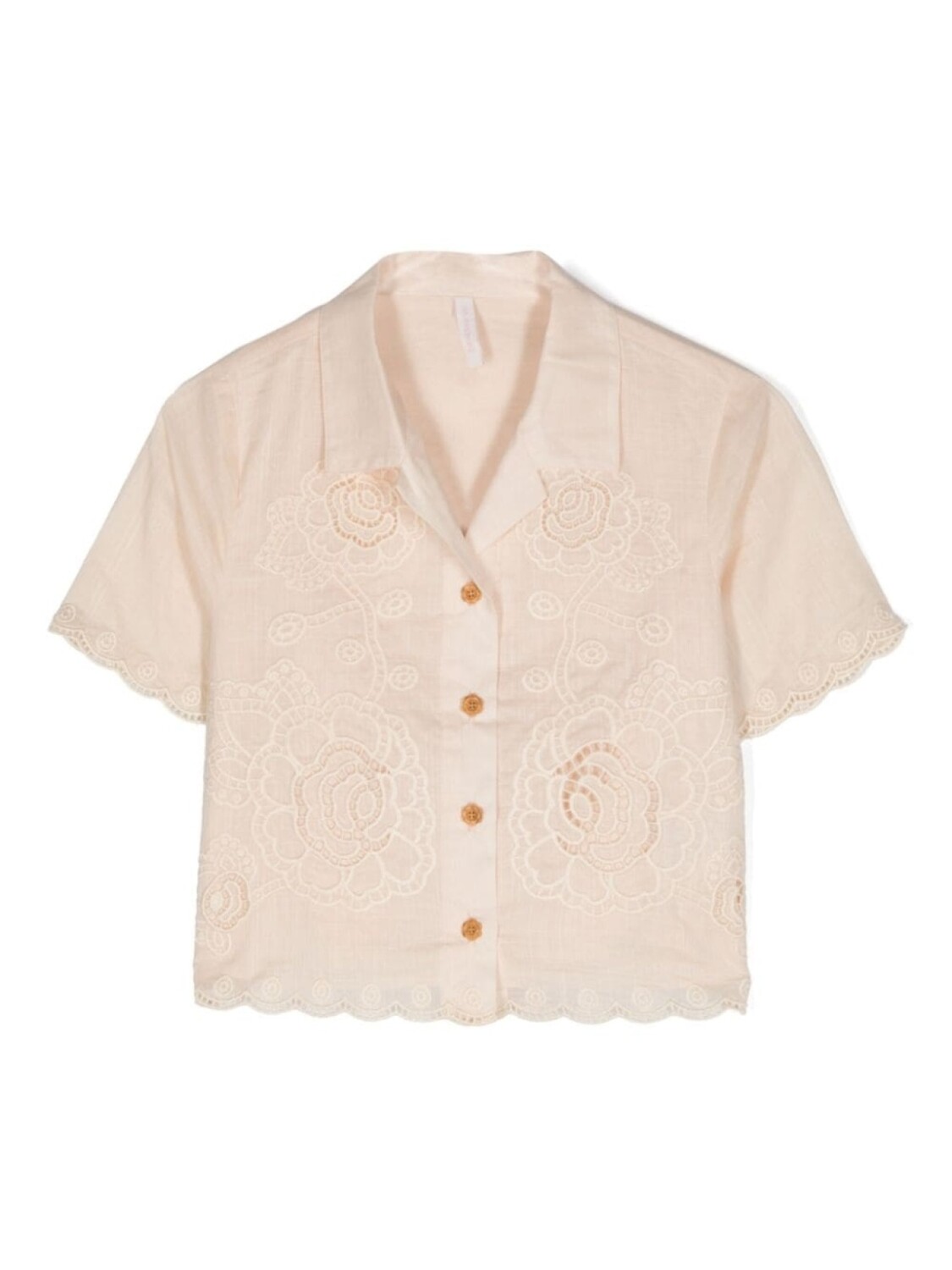 

ZIMMERMANN Kids блузка из хлопка с гипюровым кружевом, нейтральный цвет