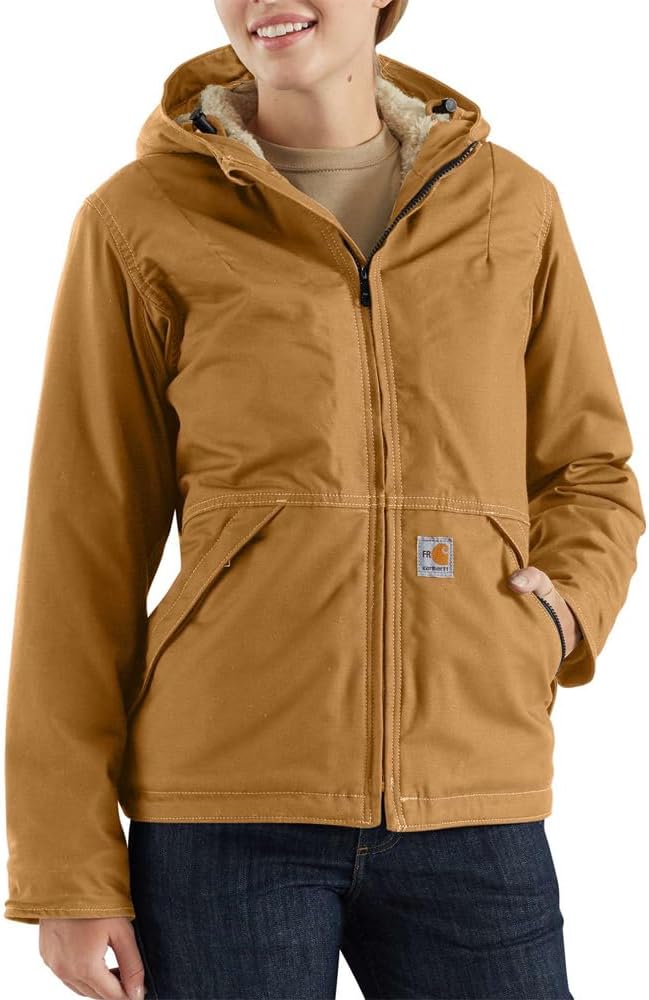 

Женская огнестойкая куртка Carhartt Full Swing Quick Duck с подкладкой из шерпы, Carhartt Brown