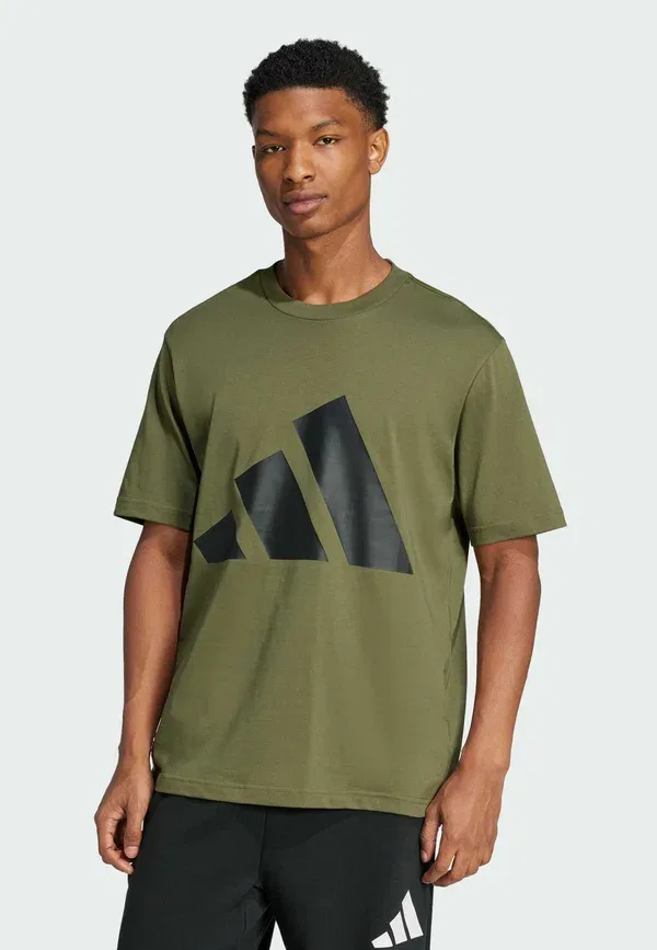 Футболка Essentials big logo single print t-shirt Adidas Sportswear, оливково-черный
