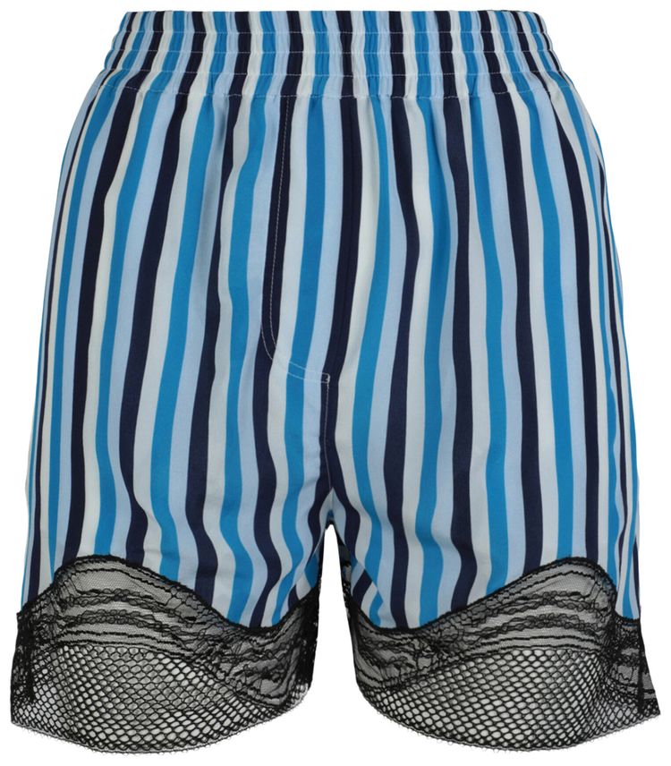 

Шелковые шорты Burberry с кружевной отделкой в полоску, синий