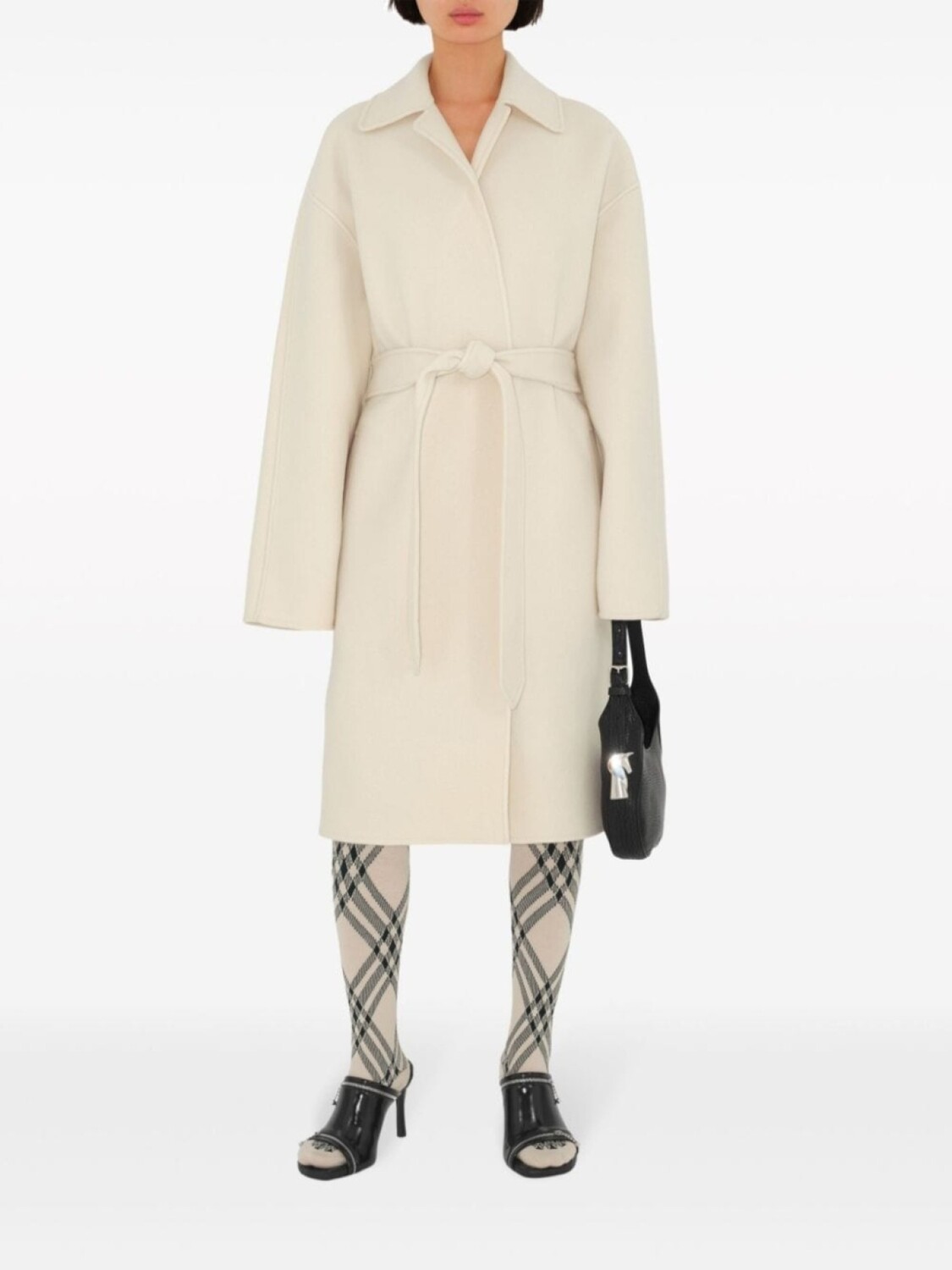 

Burberry кашемировое пальто с запахом, нейтральный цвет
