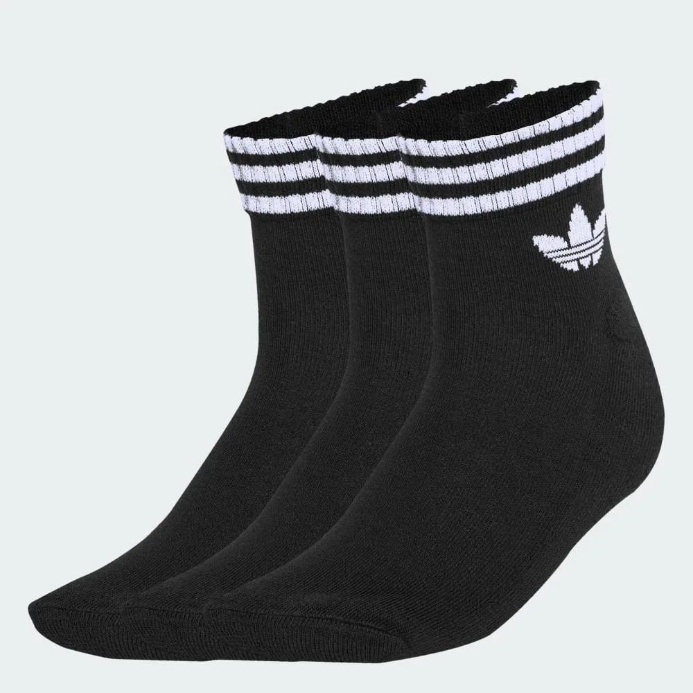 Носки Three Stripes до щиколотки, комплект из 3 пар Adidas, black
