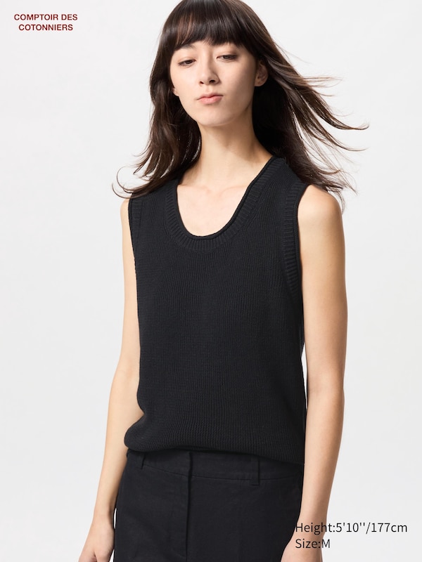 

Топ без рукавов из толстого льна Uniqlo, черный