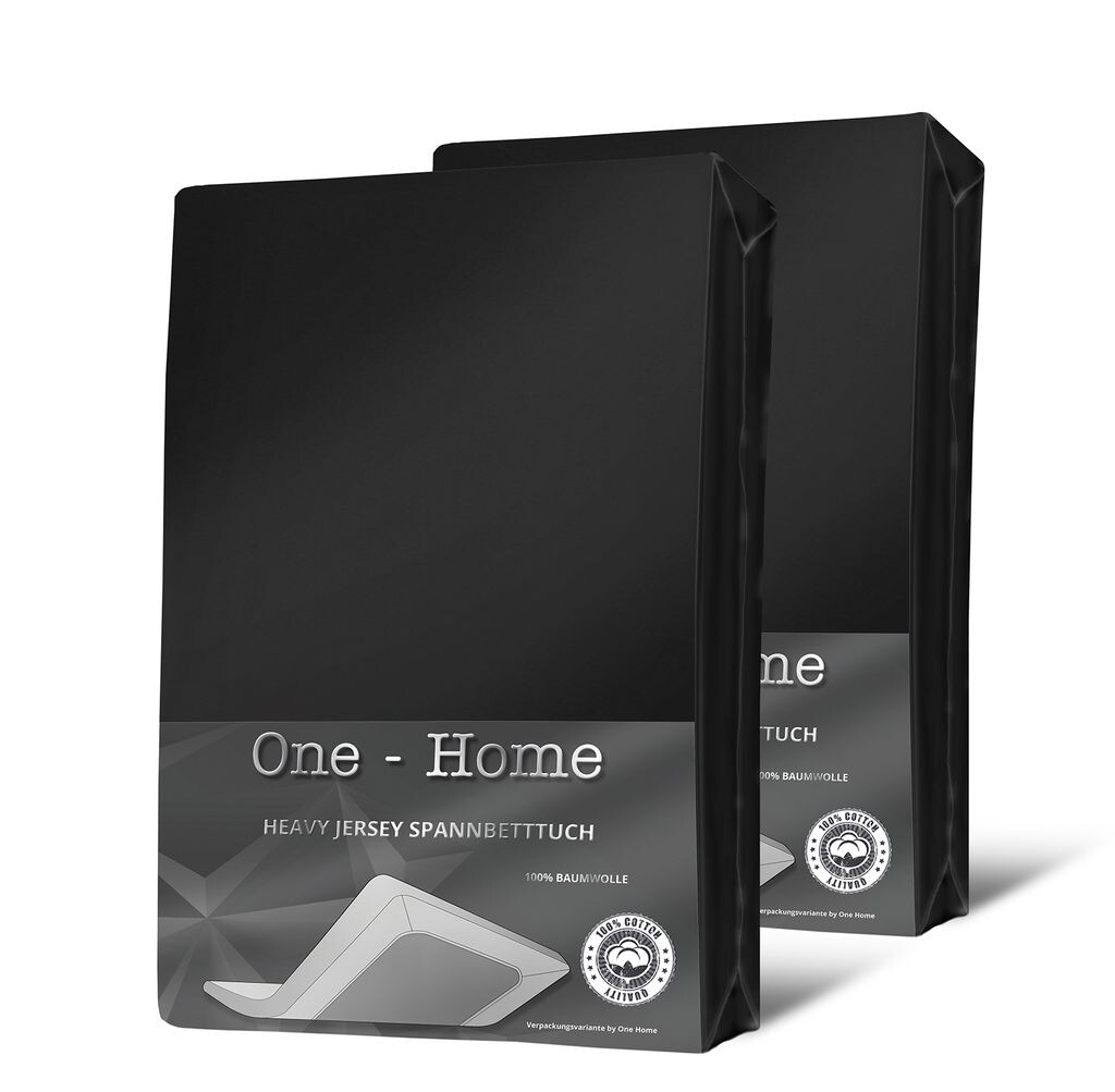 

2 простыни черного цвета 120x200 - 130x200 см из плотного хлопкового джерси One-Home, черный