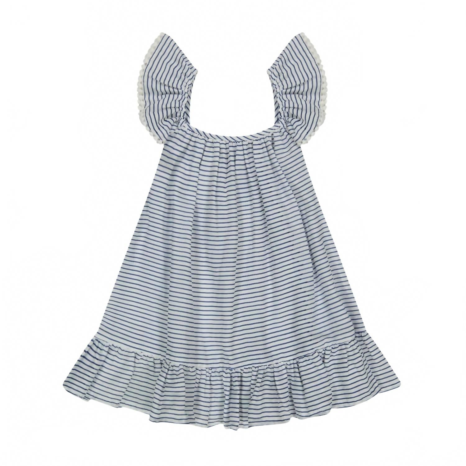 

Платье для девочки Mini Eva с рюшами в морскую полоску Mer St. Barth, Marine Stripe