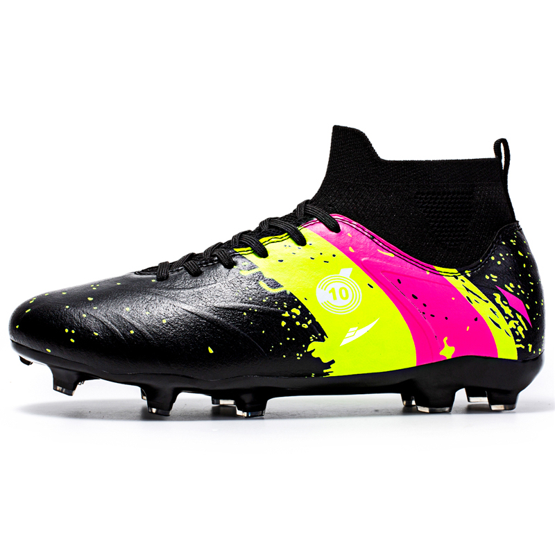 

Kuding Унисекс футбольные бутсы высокие Aqua/White/Black с черными длинными шипами, цвет Black Long Stud