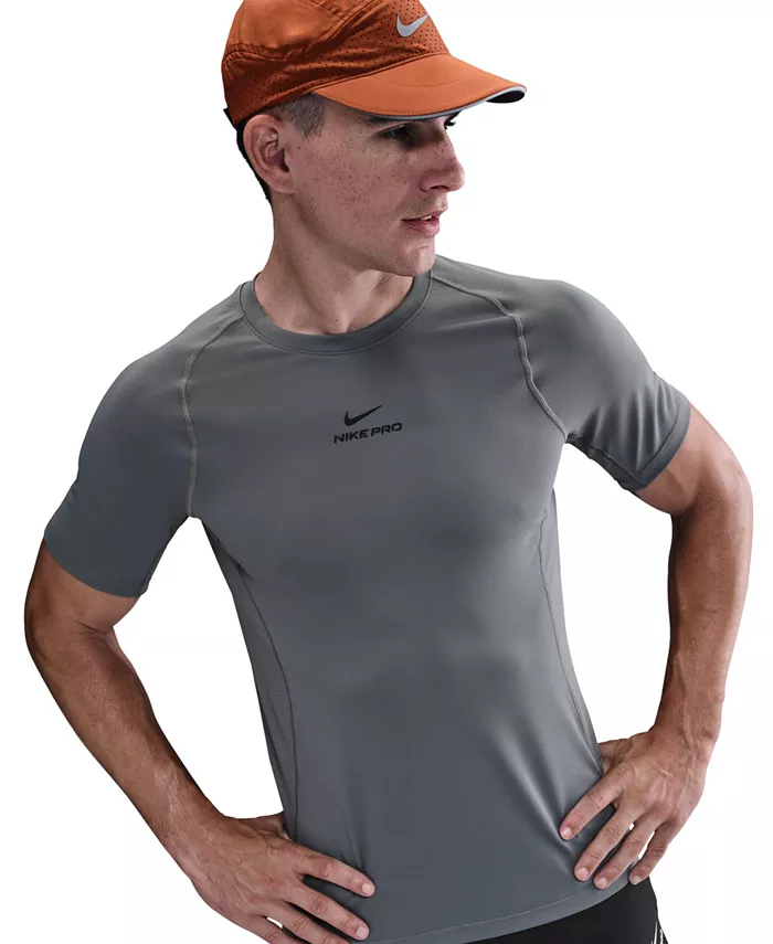Мужская профессиональная тренировочная футболка Dri-Fit с коротким рукавом Nike, серый — фото 4