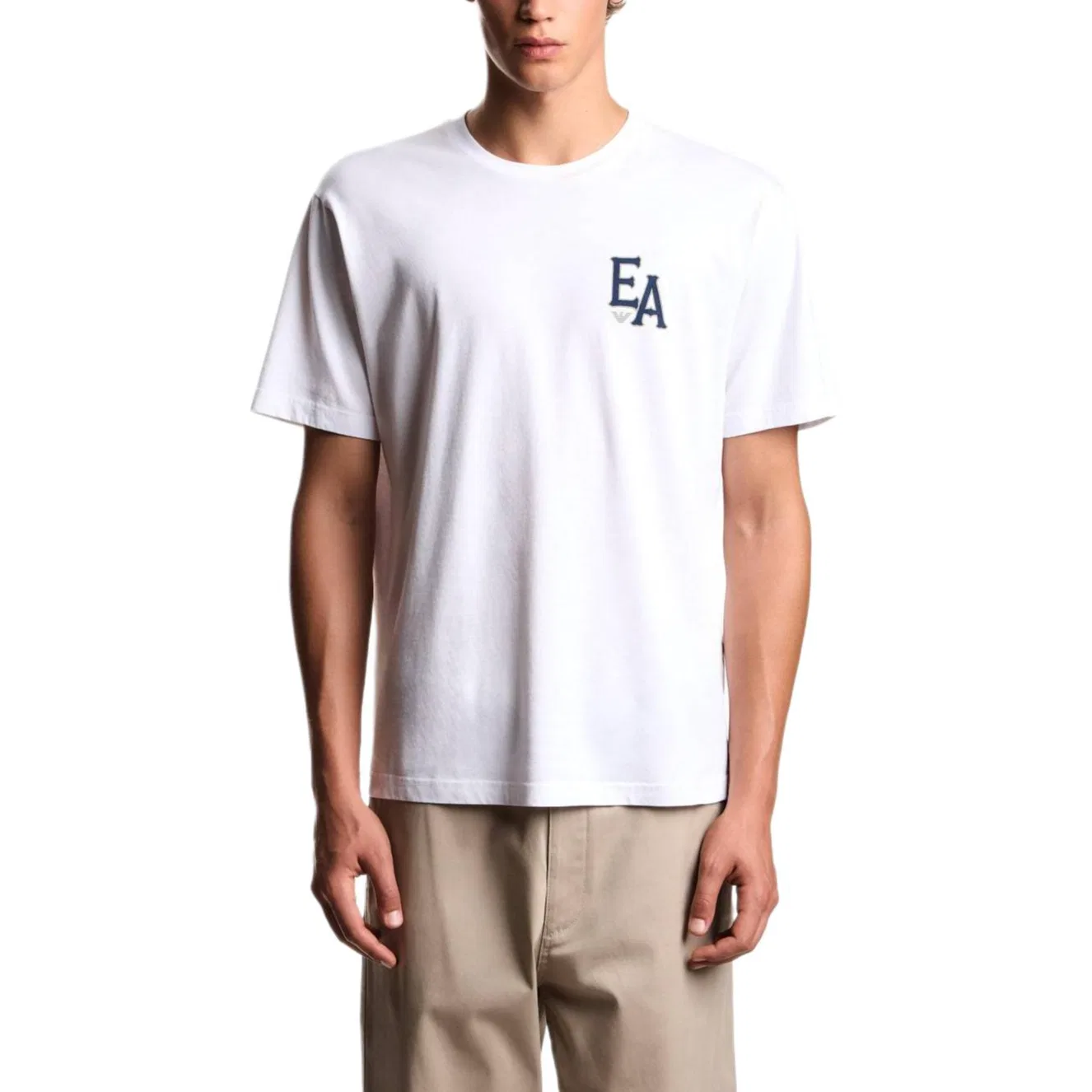 Футболка мужская белая crew neck moderate straight fit EMPORIO ARMANI, White — фото 3