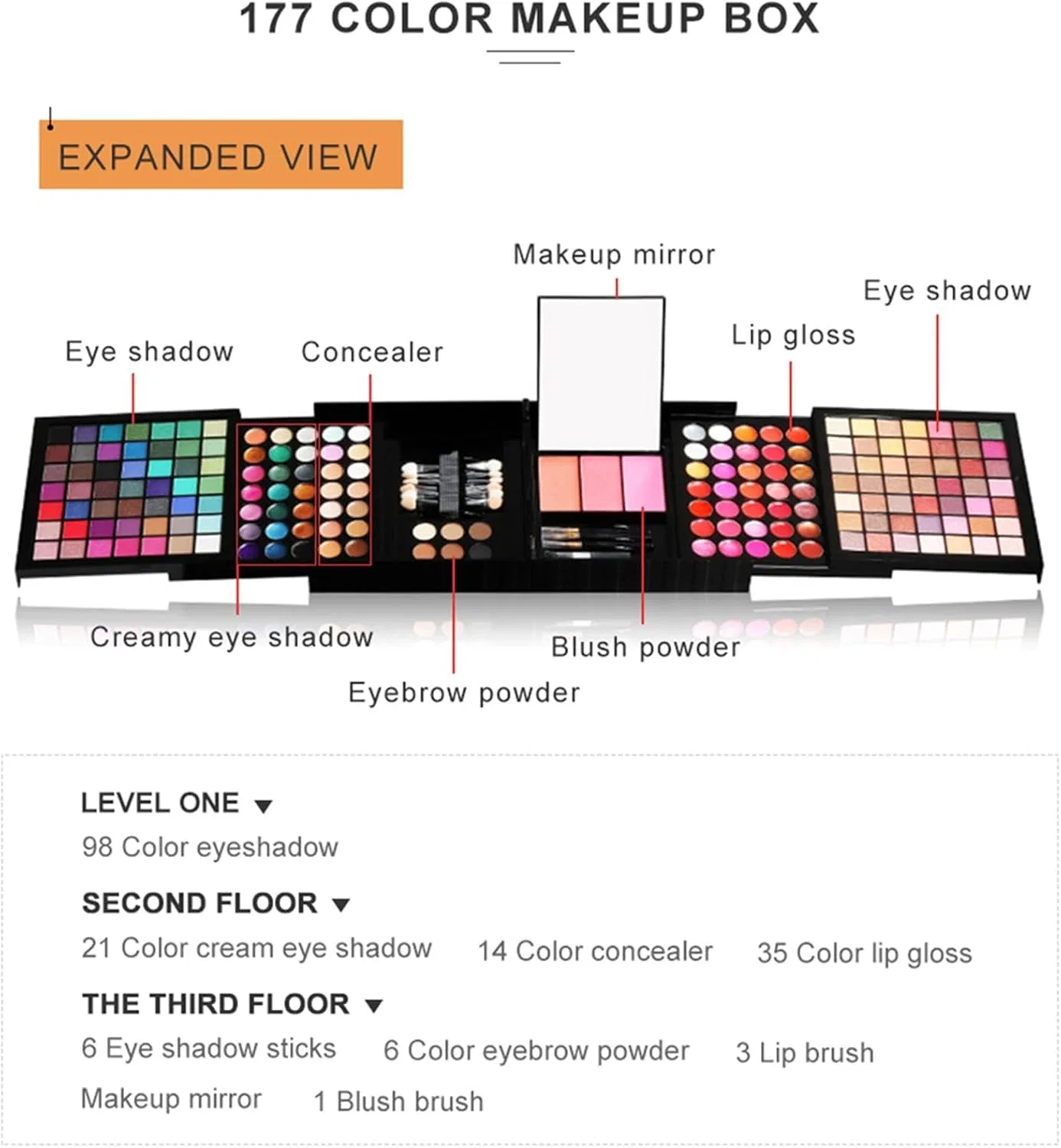 Набор косметики All in One Makeup Kit, мультиколор, 1.2 кг — фото 3
