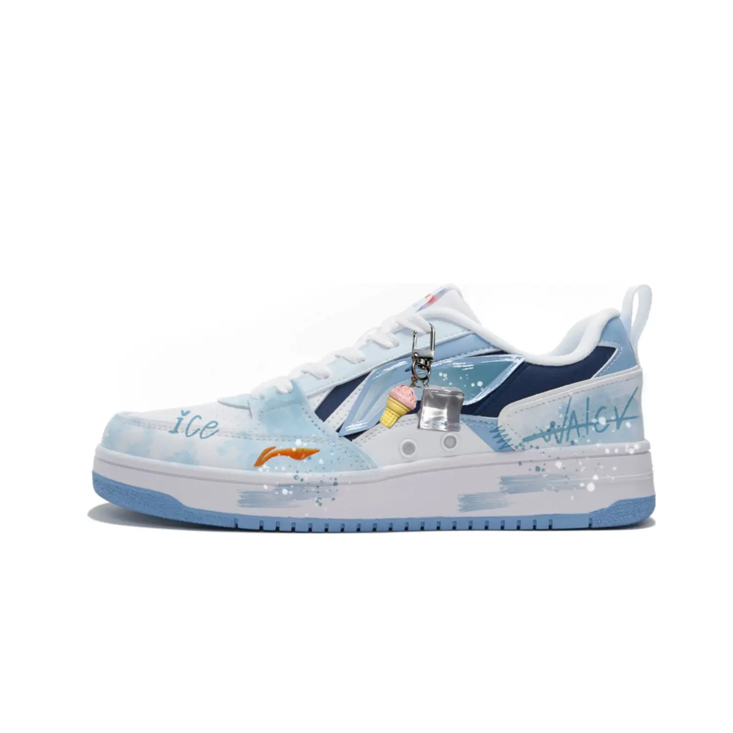 

LINING Кроссовки для скейтбординга Haichuan High Transparent Ice Slip с амортизацией и низким верхом, мужские, белые, синие