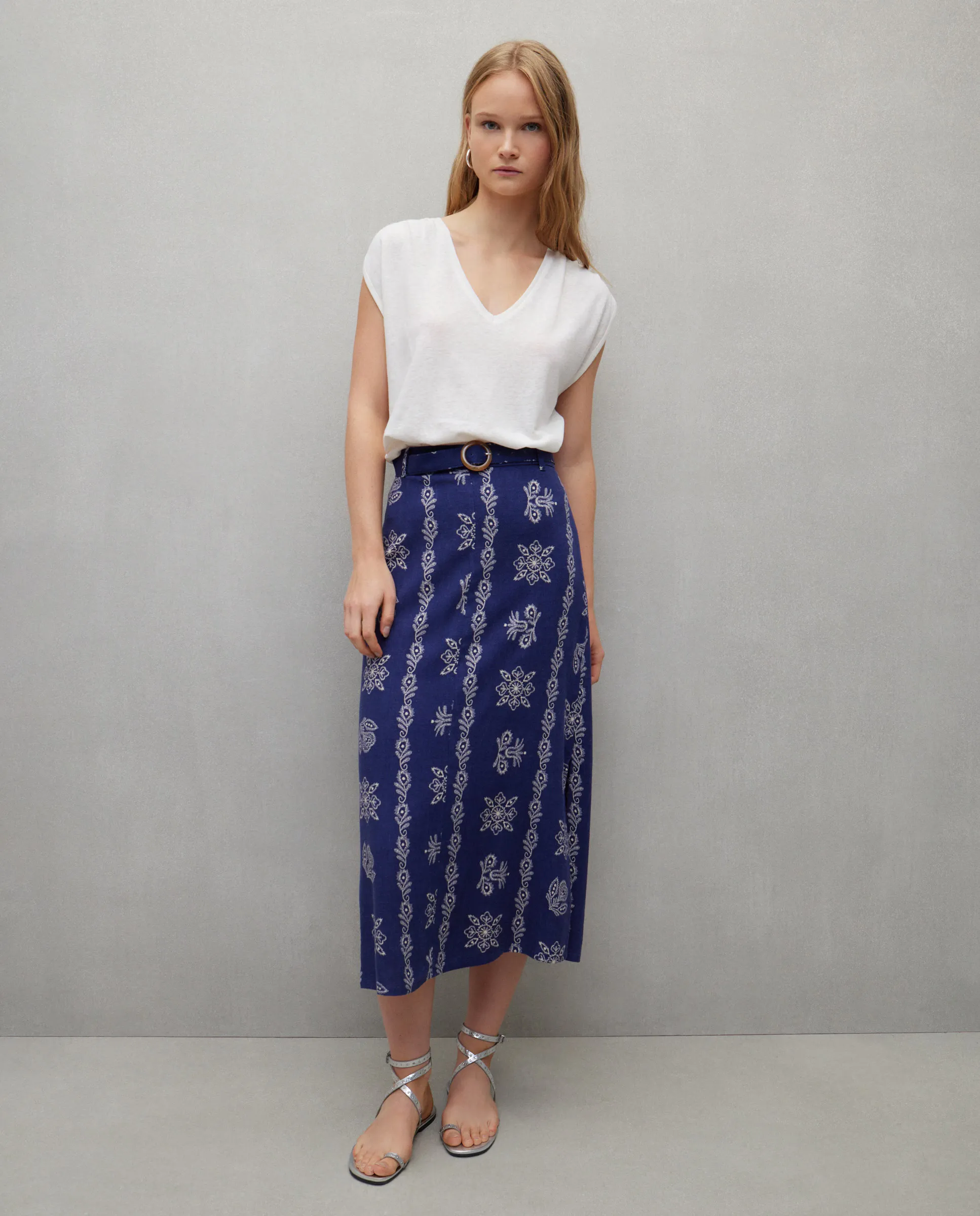 

Женская миди-юбка с поясом Easy Wear, синий