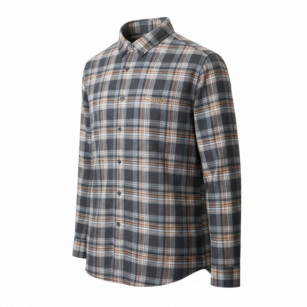 

Рубашка мужская Leisure Collection Jeep, серый желтый plaid