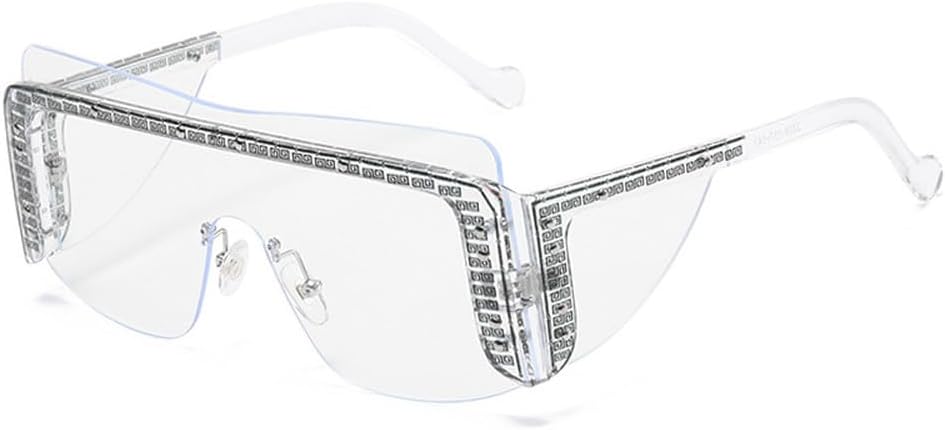 

Женские солнцезащитные очки без оправы, уникальные квадратные солнцезащитные очки с металлическими заклепками, модные мужские очки без оправы, женские очки с защитой от УФ-излучения UV400 HYYZZC, Clear-clear