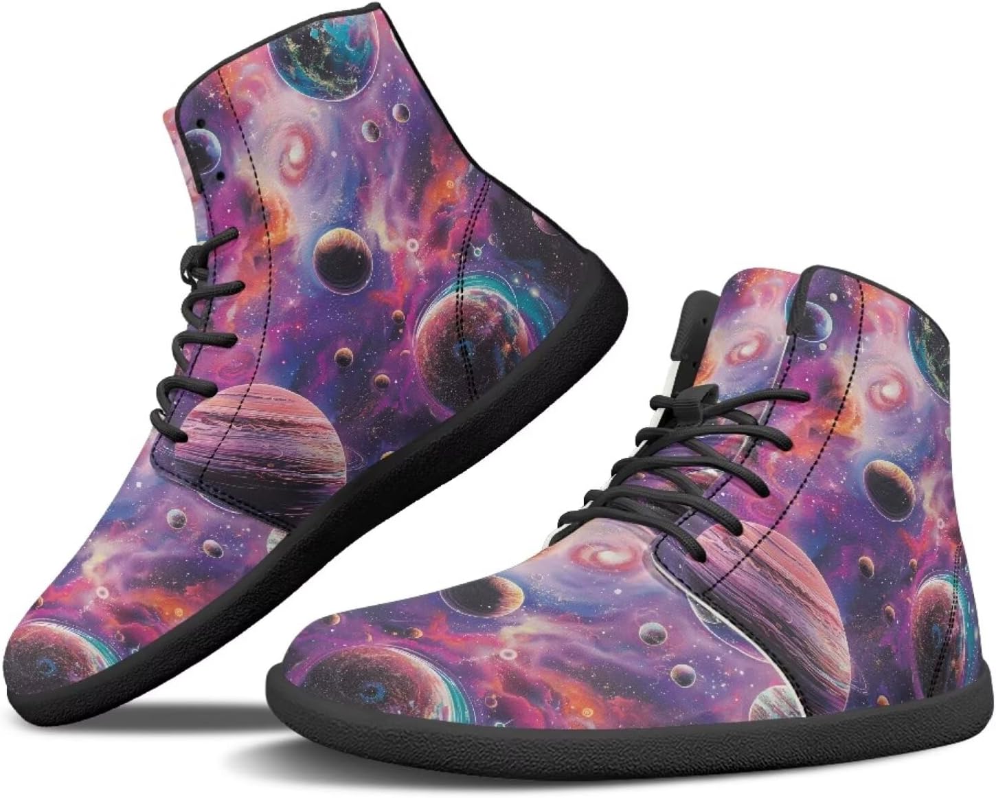 

Женские высокие кеды JoyLamoria с мраморным рисунком, спортивные туфли для ходьбы и тенниса, кожаные минималистичные обувь на шнуровке для улицы, Galaxy Planet Universe