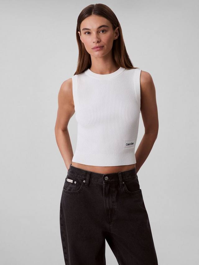 

Рибленый топ без рукавов Calvin Klein, Blanc De Blanc