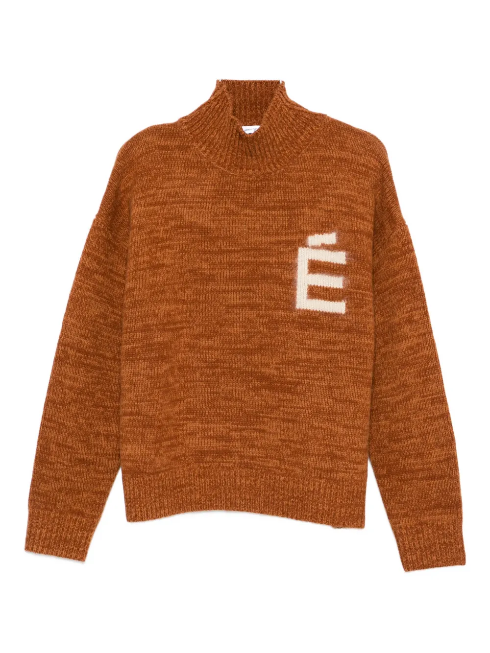 

Свитер с воротником-воронкой и вышивкой Études Studio, коричневый