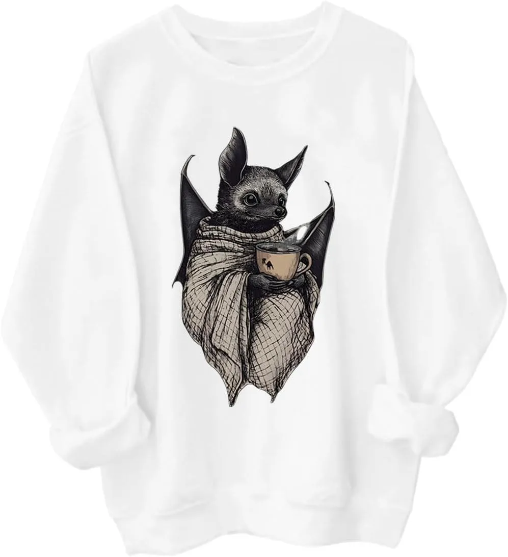 

Толстовка Bat Coffee Love с уютным готическим принтом LNDOCAI