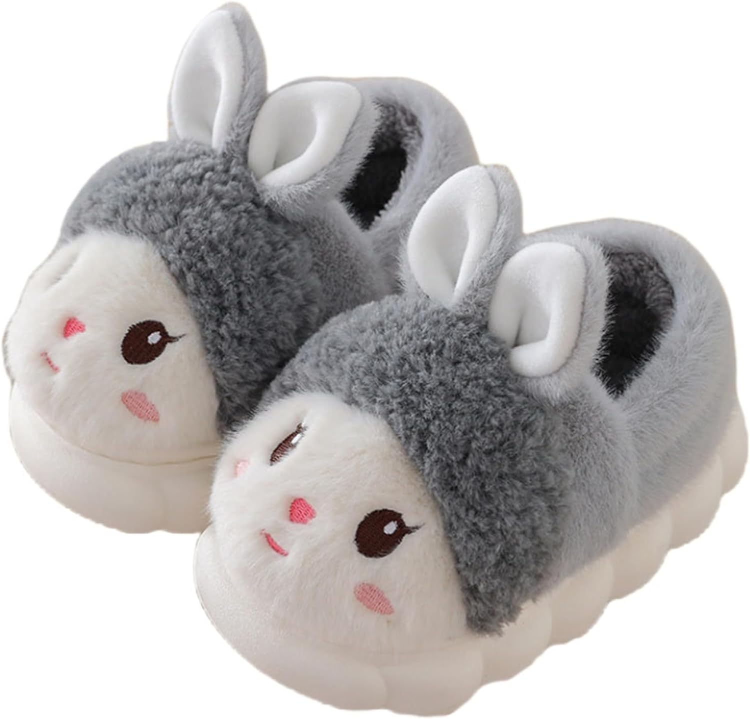 

CZQAGCL Тапочки с животными для женщин Милые тапочки с кроликами Мягкие теплые зимние домашние плюшевые хлопковые тапочки Хлопковая обувь, серый