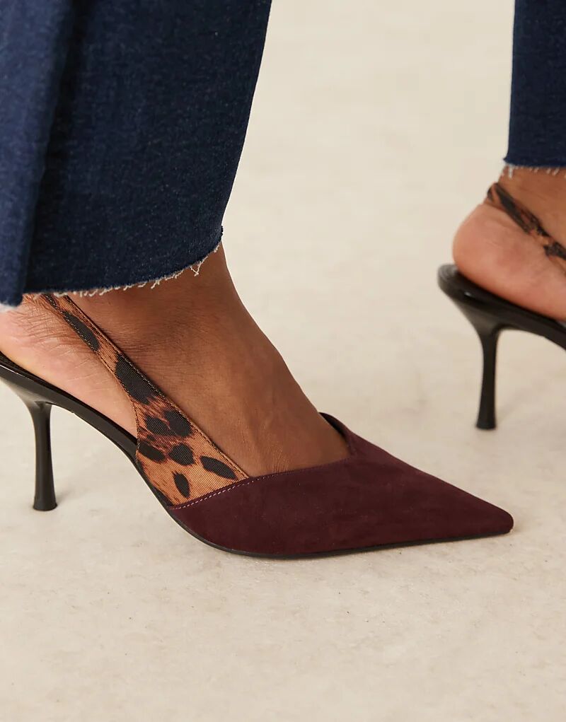 Туфли Sabrina с открытой пяткой и каблуком-шпилькой от ASOS DESIGN бордового и леопардового цветов — фото 3