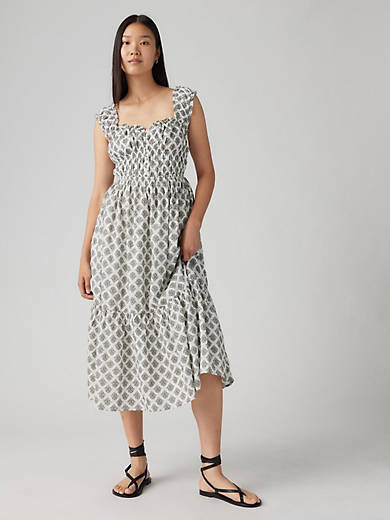 

Платье макси Amaya с ярусами Levi's, цвет Lottie Floral Egret - White