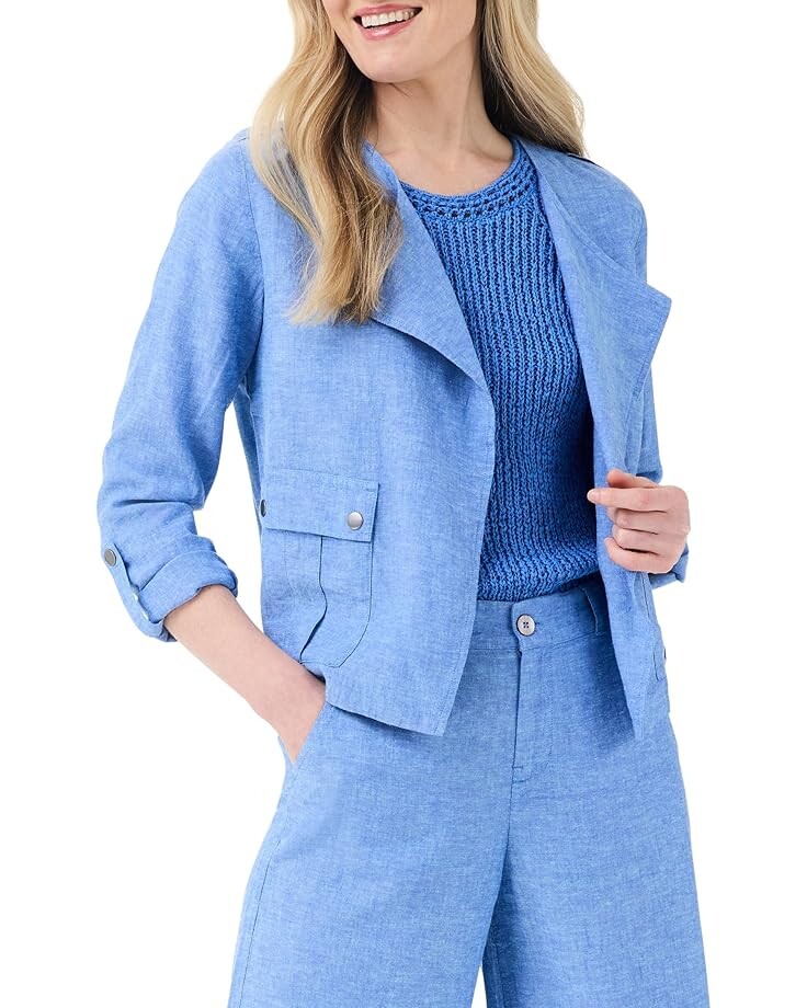 

Куртка NIC+ZOE Rumba Linen Moto Jacket, цвет Blue Mix