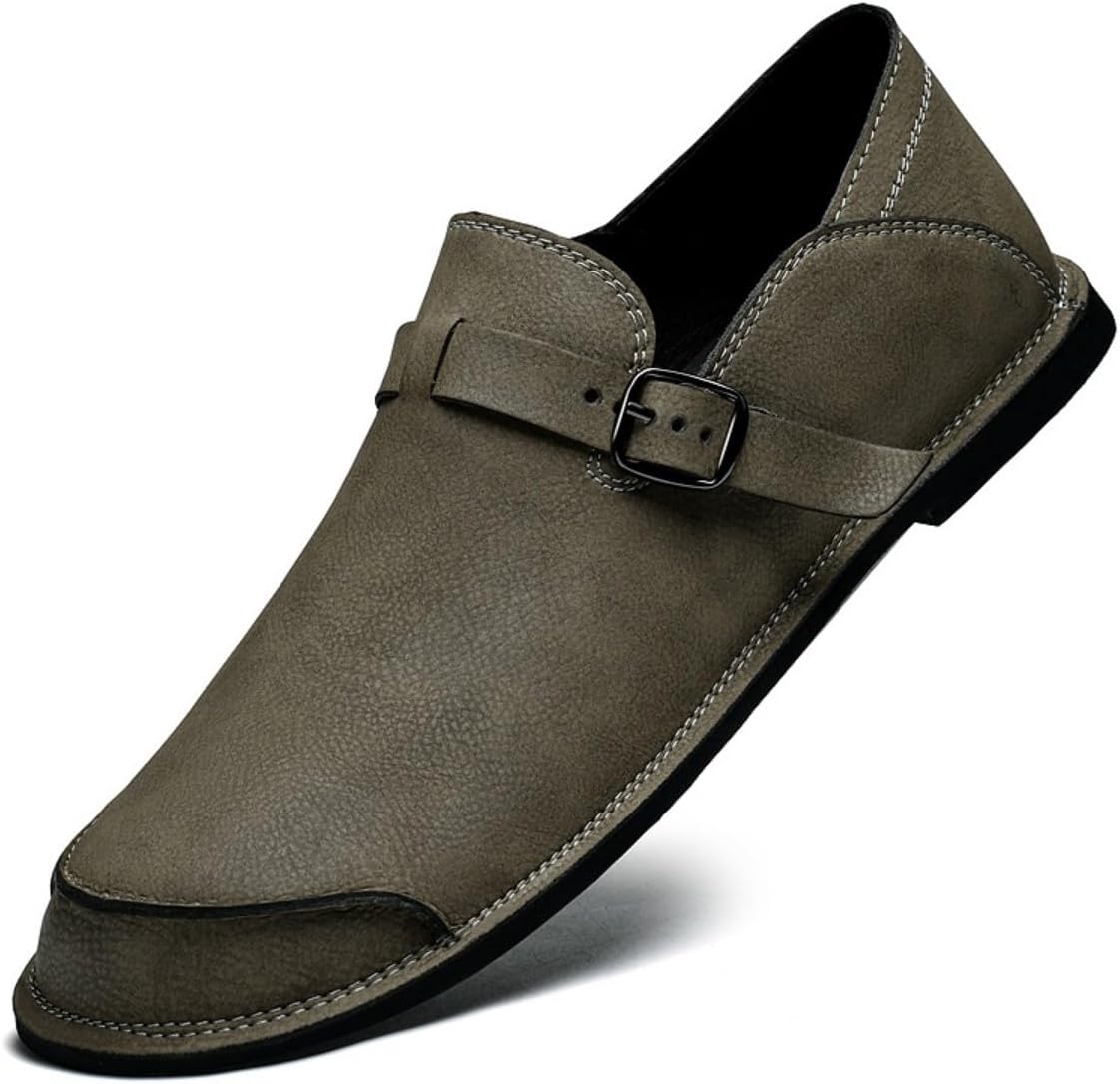 

Мужские туфли-лоферы без шнурков: мужская премиальная обувь из натуральной кожи Hesbiteul, хаки