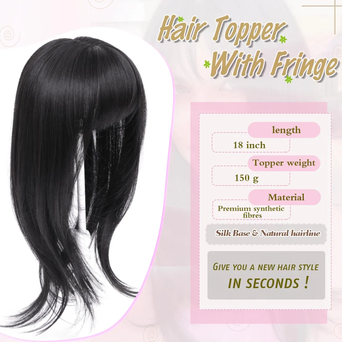 Накладка для волос для женщин Natural Black Nexyshe, Natural Black