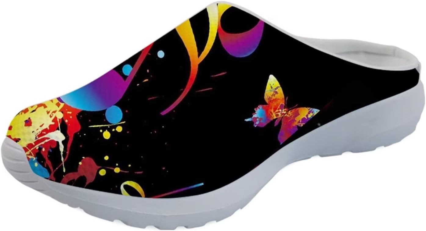 

Женские слипоны-мюли Forchrinse с милым Санта-Клаусом, мужские садовые сабо, сетчатые прогулочные туфли для повседневной носки, работы и спортзала, Colorful Music Note