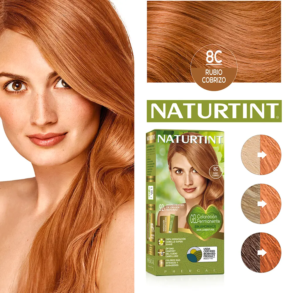 Краска для волос Naturtint, оттенок 8C Медная блондинка, 170 мл — фото 2