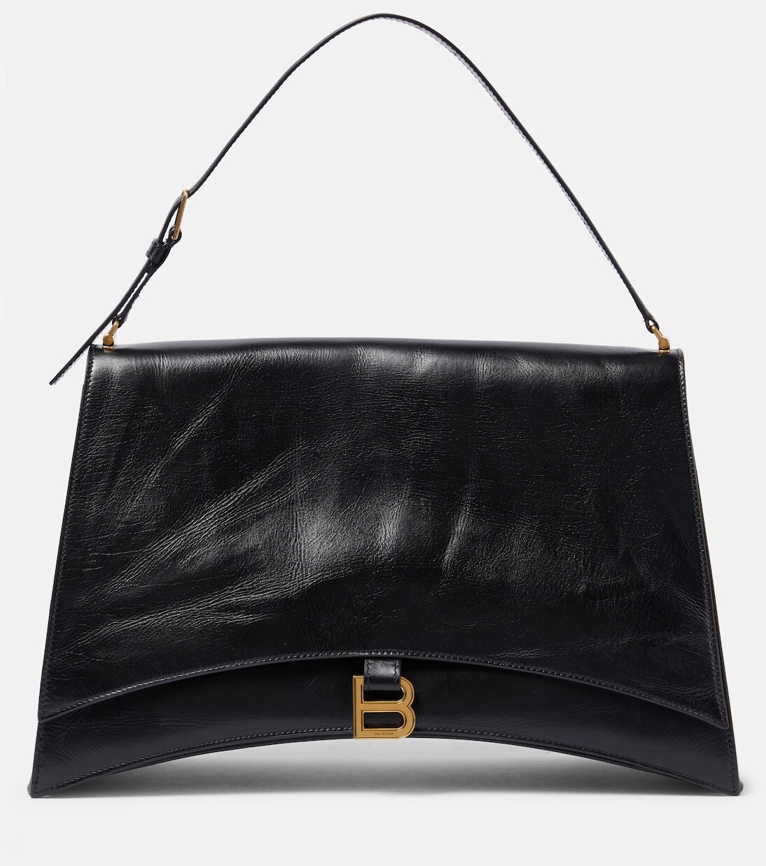 

Большая кожаная сумка через плечо crush Balenciaga, черный
