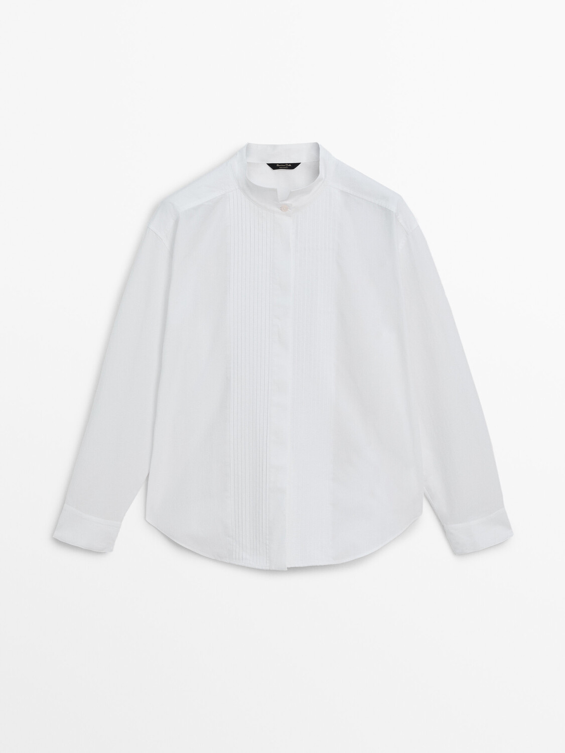 

Хлопковая рубашка с фактурной деталью Massimo Dutti, белый