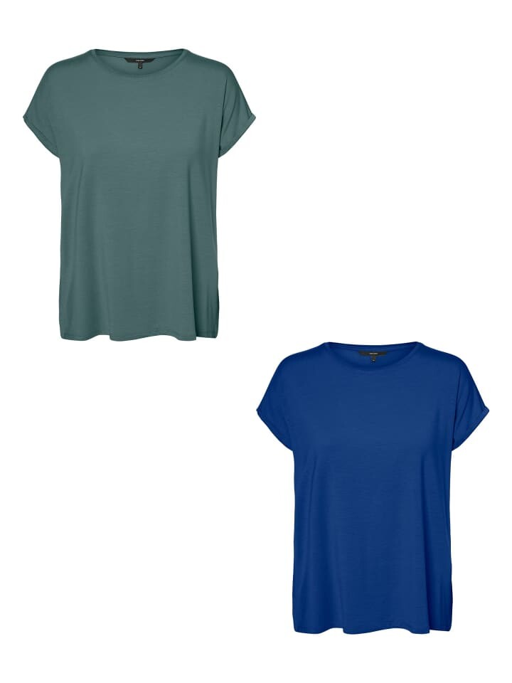 

Футболка Vero Moda Einfarbiges Stretch Oberteil, цвет grün-blau