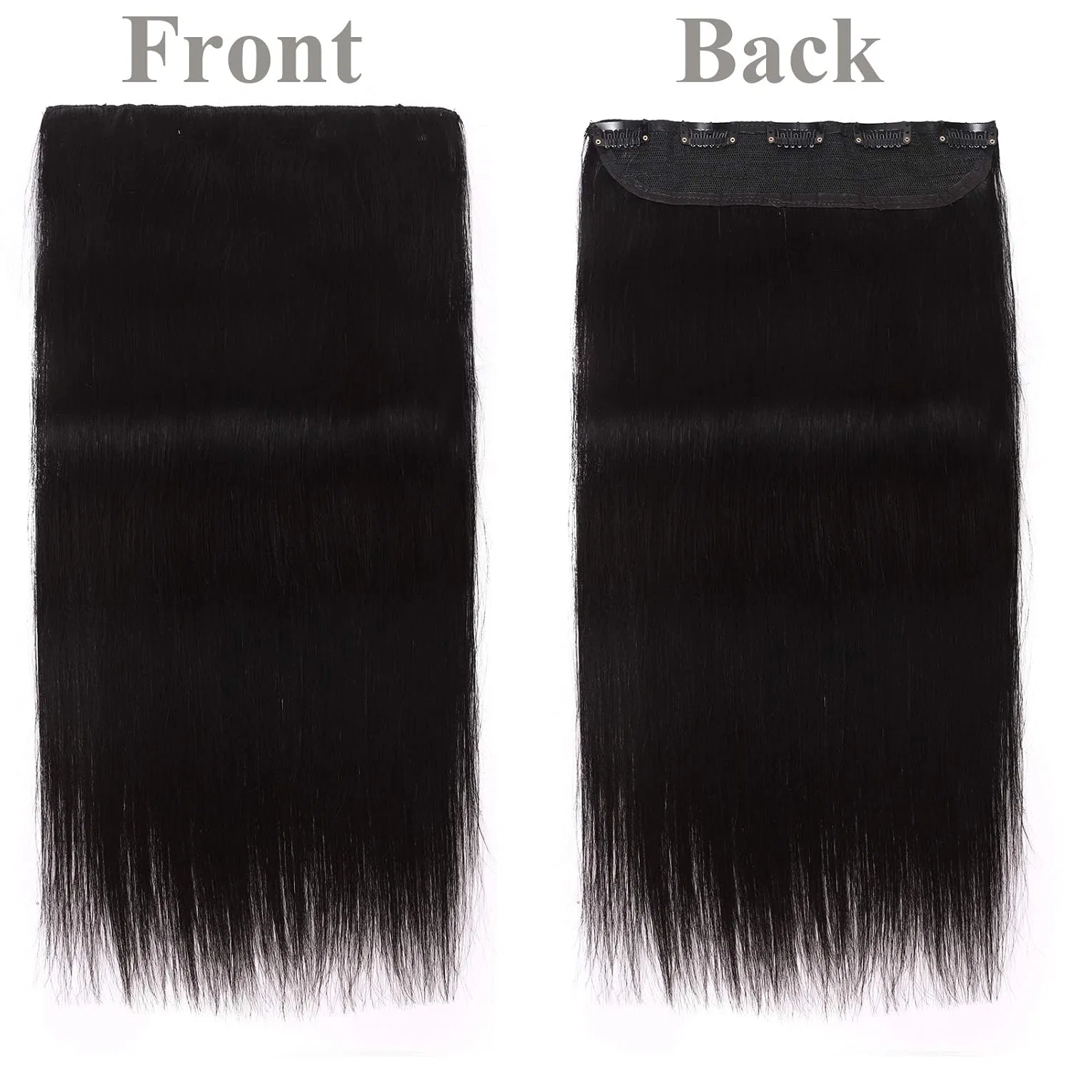 Накладные пряди для волос Clip-In, 100% Remy, 1 шт., 5 зажимов Sego, Black (Black#1) — фото 3