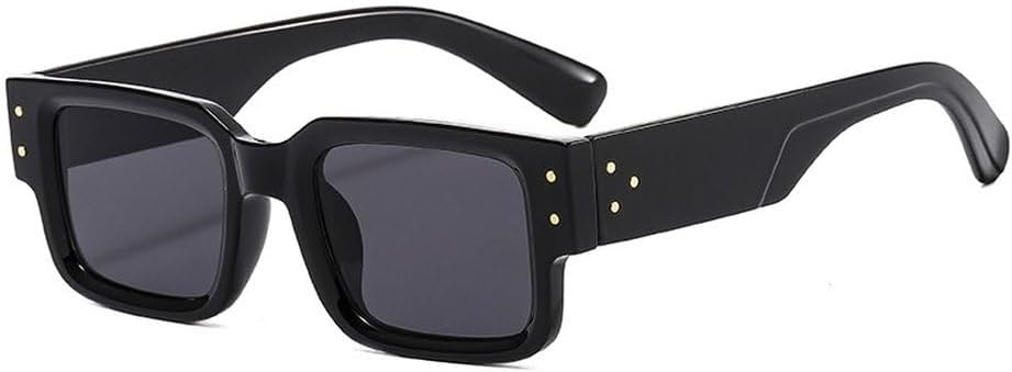 

Ретро квадратные женские двухцветные солнцезащитные очки с декоративными заклепками, защита от УФ-излучения UV400; модные мужские солнцезащитные очки с градиентным переходом цвета SKFGNX, Black Grey