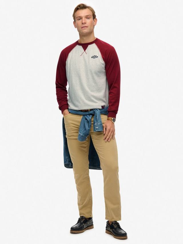 Винтажный бейсбольный свитшот Superdry, Grey/Burgundy — фото 3