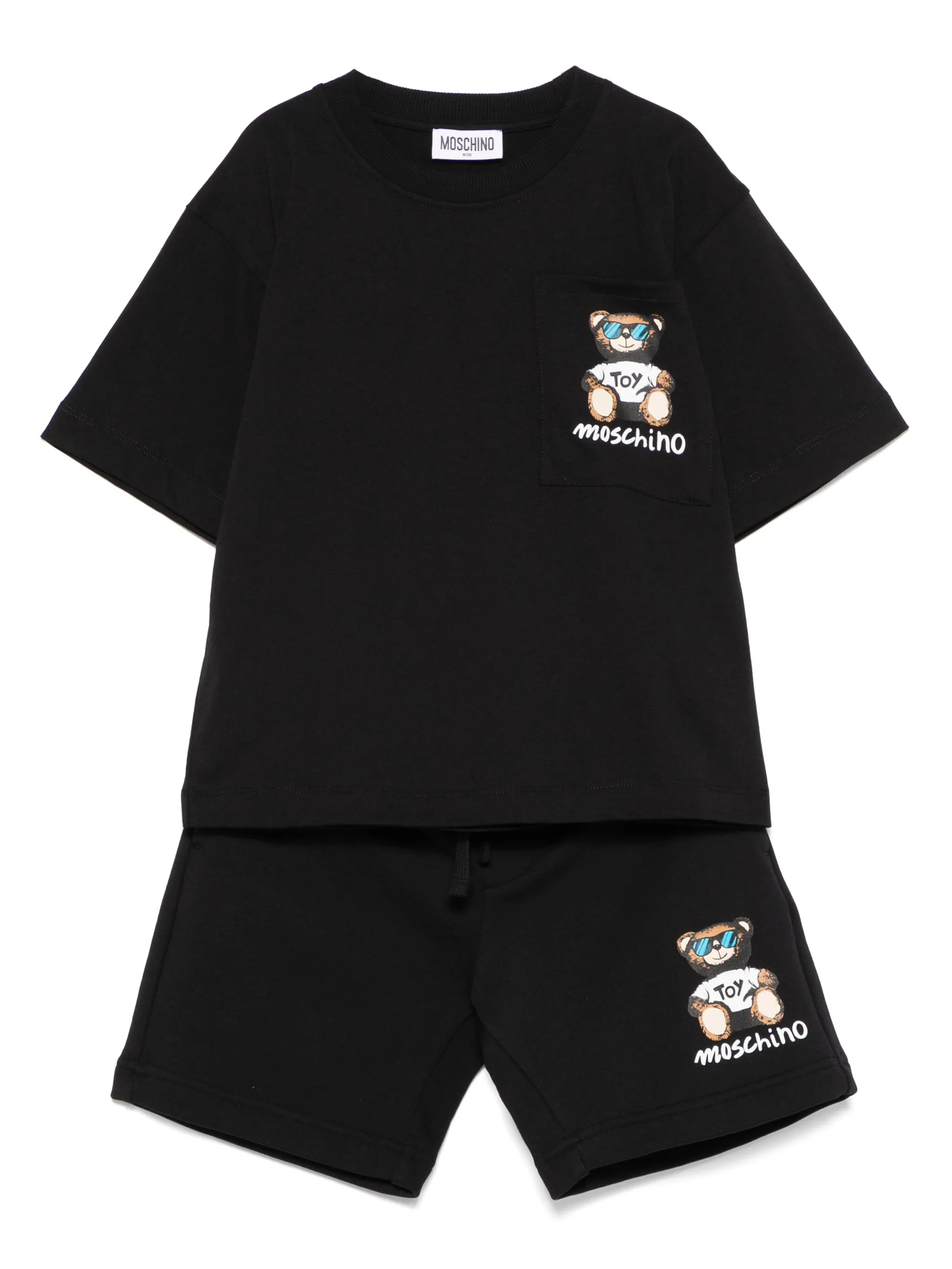 

Комплект Teddy Bear из футболки и шортов Moschino Kids, черный